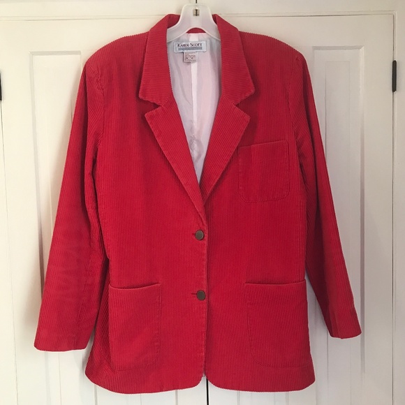 WATERMELON RED CORDUROY JACKET - Picture 1 of 5